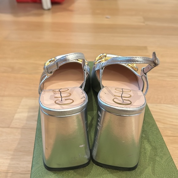 Gucci sling back Argento horse bit silver pump. 38. - Picture 3 of 7